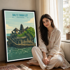 Bali's Tanah Lot - Indonesia - Travel Art Wall Deco Poster - Art Print - Travel Art Poster