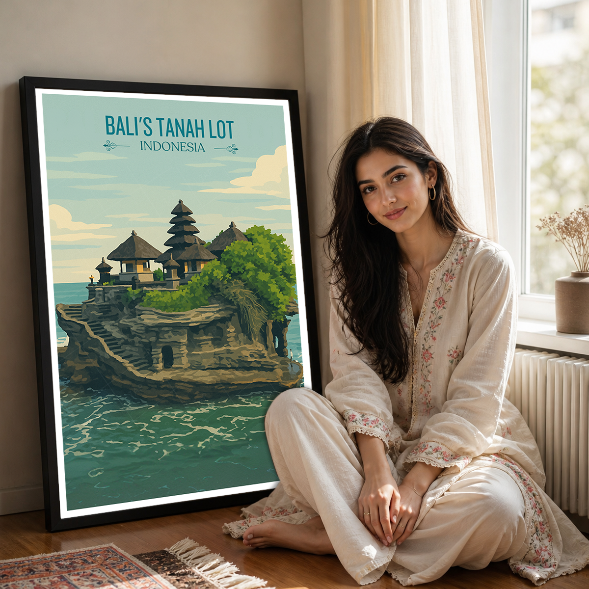 Bali's Tanah Lot - Indonesia - Travel Art Wall Deco Poster - Art Print - Travel Art Poster