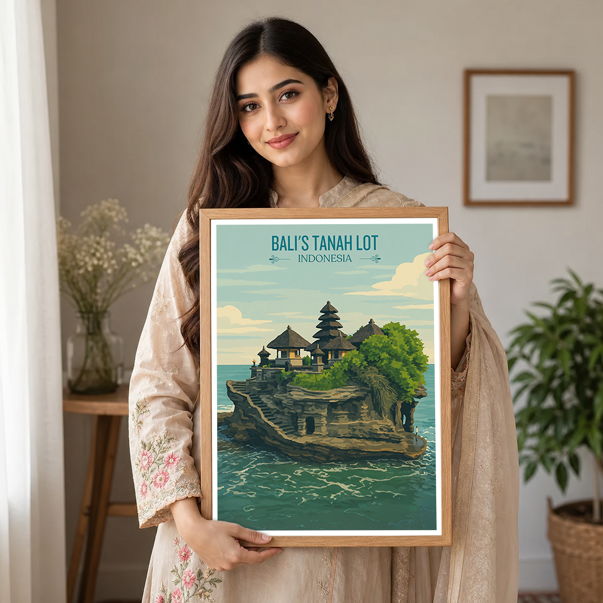Bali's Tanah Lot - Indonesia - Travel Art Wall Deco Poster - Art Print - Travel Art Poster