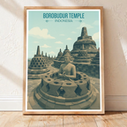 Borobudur Temple - Indonesia - Travel Art Wall Deco Poster - Art Print - Travel Art Poster