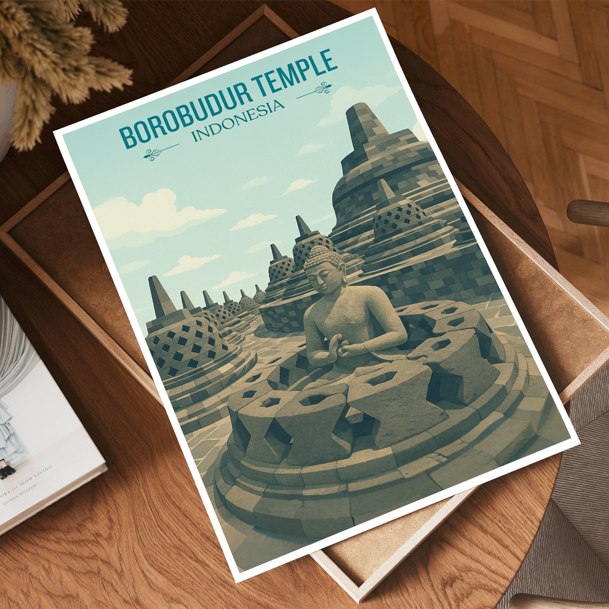 Borobudur Temple - Indonesia - Travel Art Wall Deco Poster - Art Print - Travel Art Poster