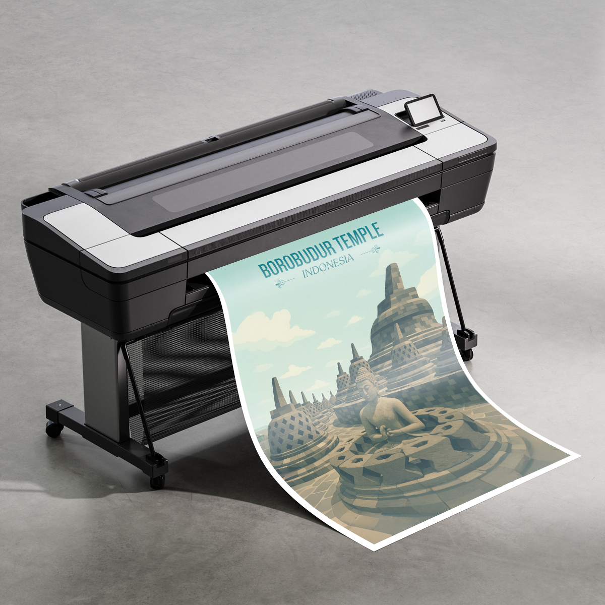 Borobudur Temple - Indonesia - Travel Art Wall Deco Poster - Art Print - Travel Art Poster