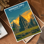 Borobudur Temples - Indonesia - Travel Art Wall Deco Poster - Art Print - Travel Art Poster