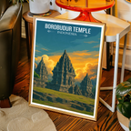 Borobudur Temples - Indonesia - Travel Art Wall Deco Poster - Art Print - Travel Art Poster