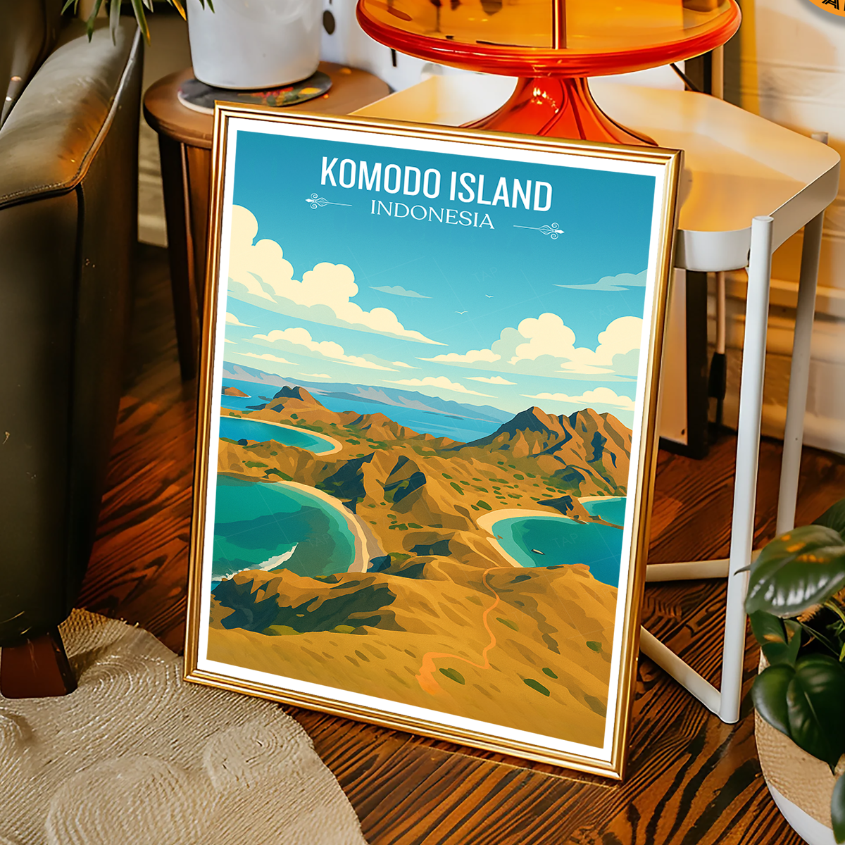 Komodo Island - Indonesia - Travel Art Wall Deco Poster - Art Print - Travel Art Poster