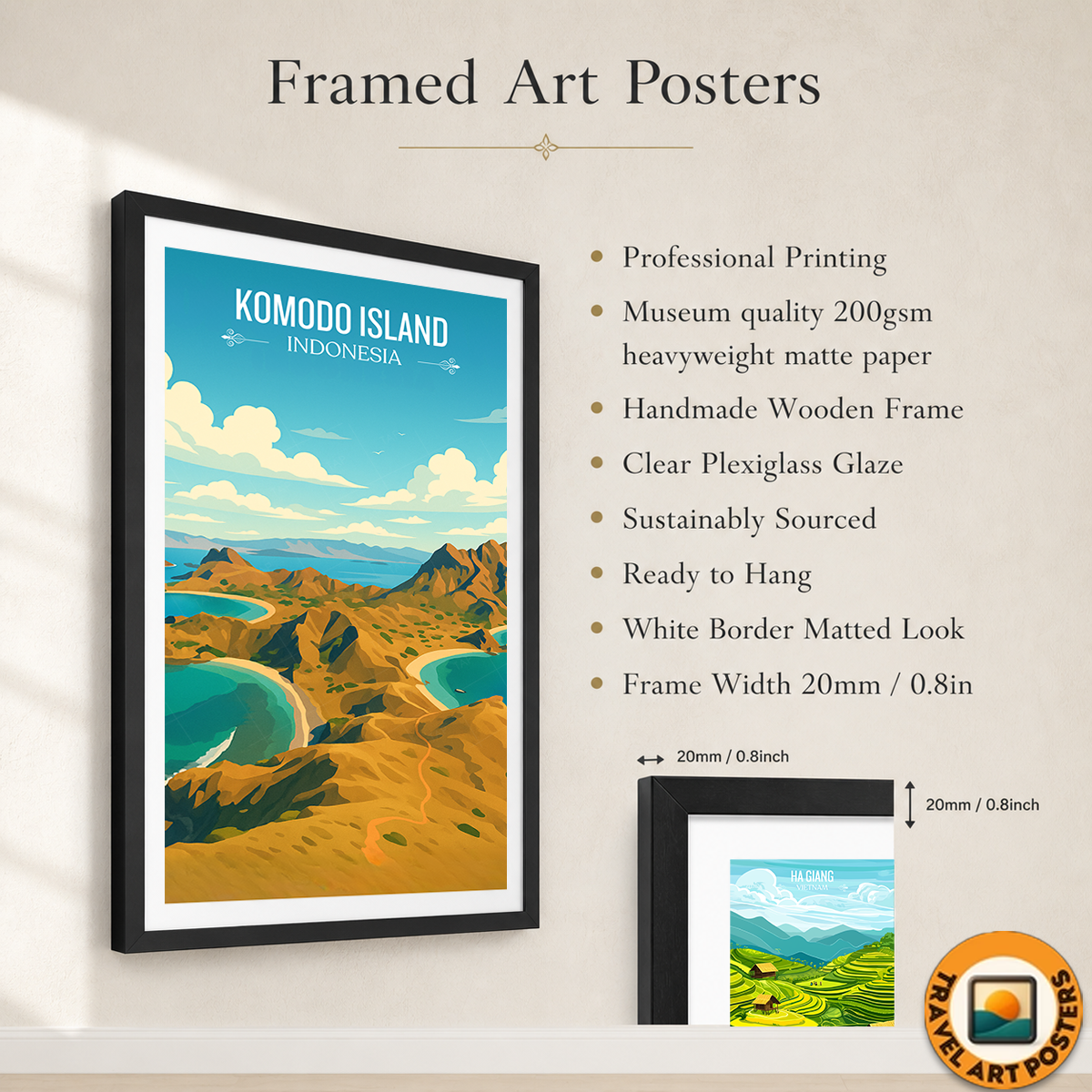 Komodo Island - Indonesia - Travel Art Wall Deco Poster - Art Print - Travel Art Poster