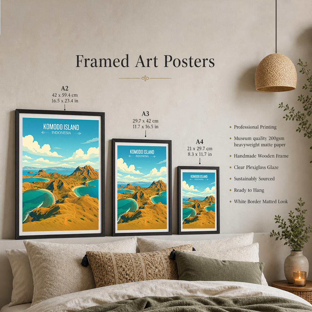 Komodo Island - Indonesia - Travel Art Wall Deco Poster - Art Print - Travel Art Poster