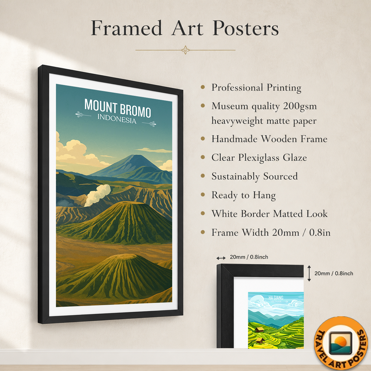 Mount Bromo - Indonesia - Travel Art Wall Deco Poster - Art Print - Travel Art Poster