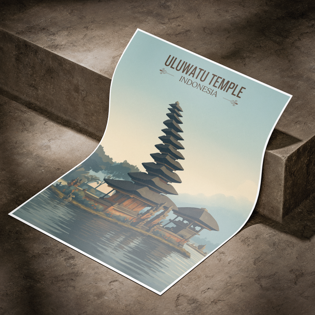 Uluwatu Temple - Indonesia - Travel Art Wall Deco Poster - Art Print - Travel Art Poster
