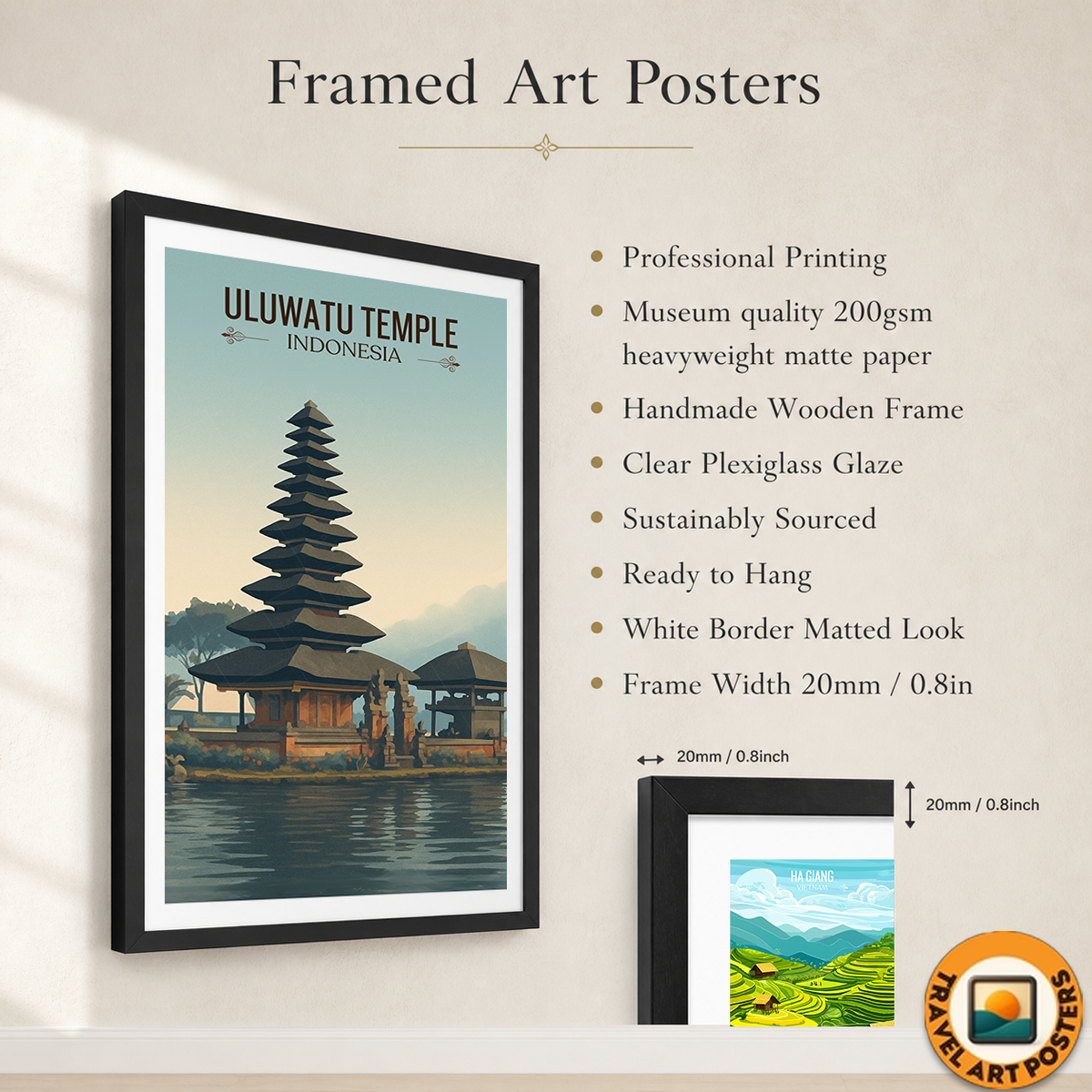 Uluwatu Temple - Indonesia - Travel Art Wall Deco Poster - Art Print - Travel Art Poster