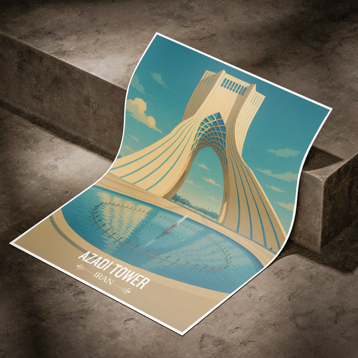 Azadi Tower - Iran - Travel Art Wall Deco Poster - Art Print - Travel Art Poster
