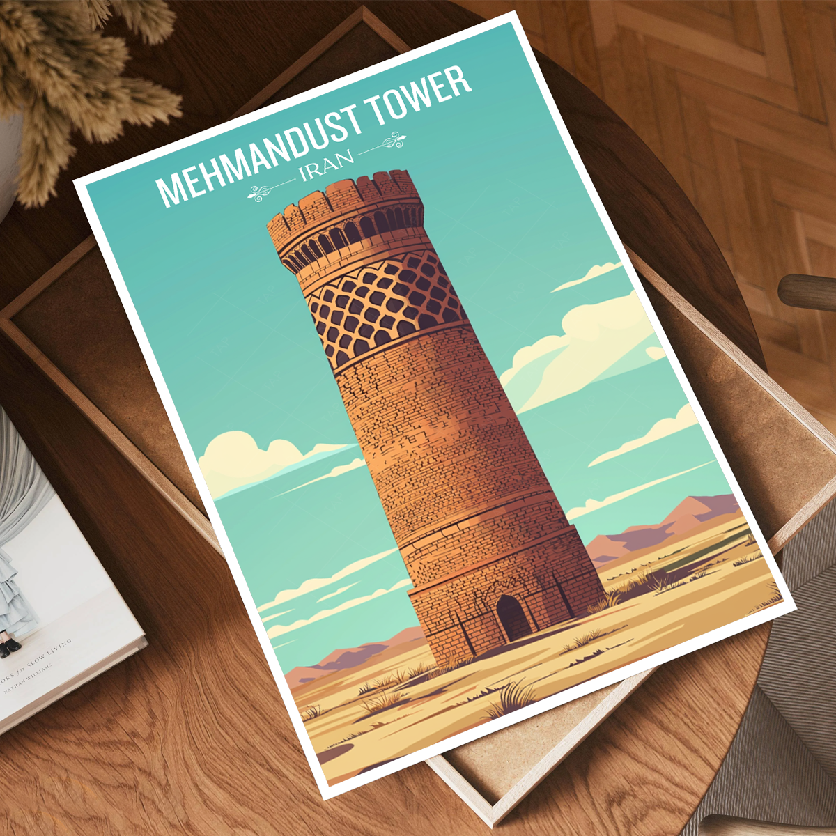 Mehmandust Tower - Iran - Travel Art Wall Deco Poster - Art Print - Travel Art Poster