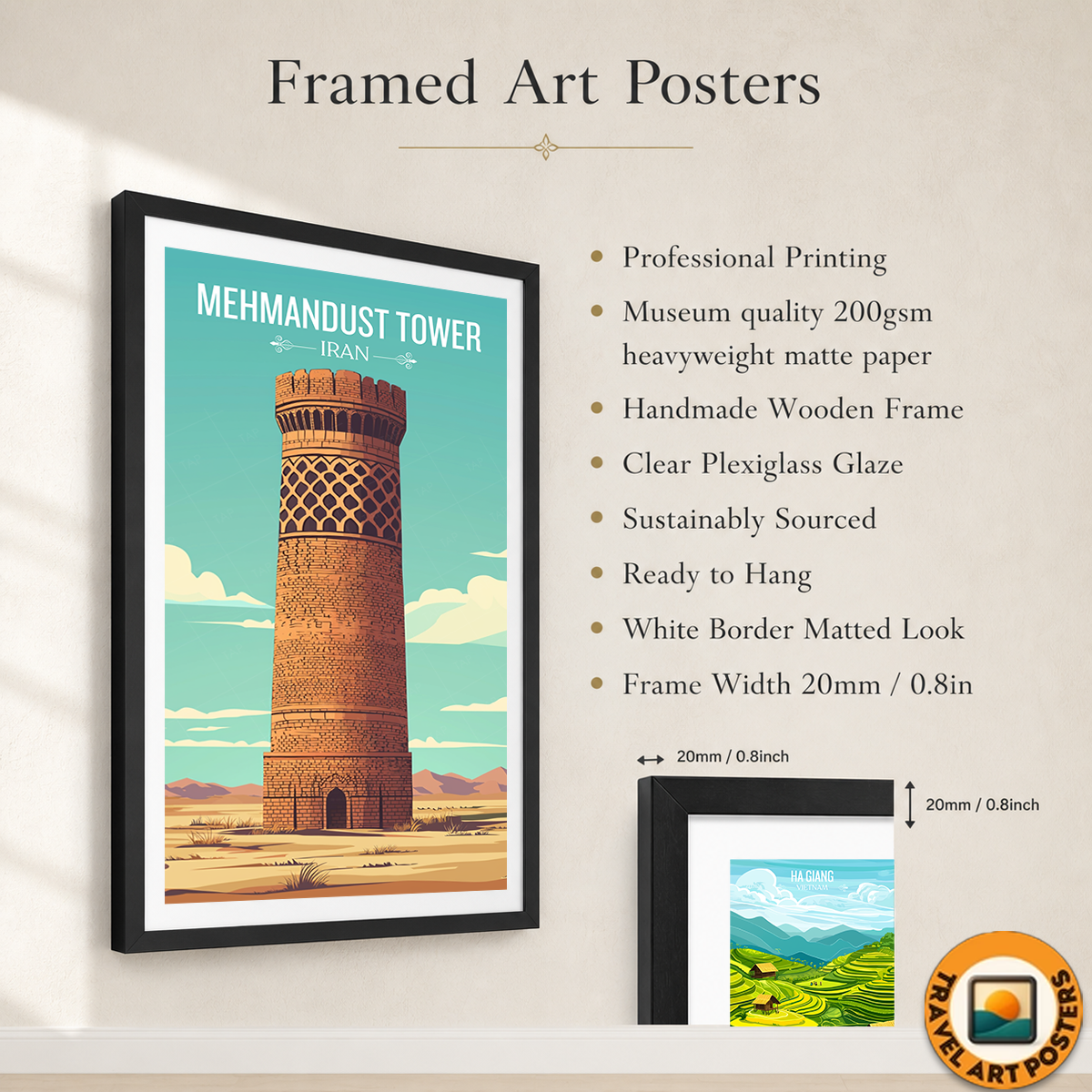 Mehmandust Tower - Iran - Travel Art Wall Deco Poster - Art Print - Travel Art Poster