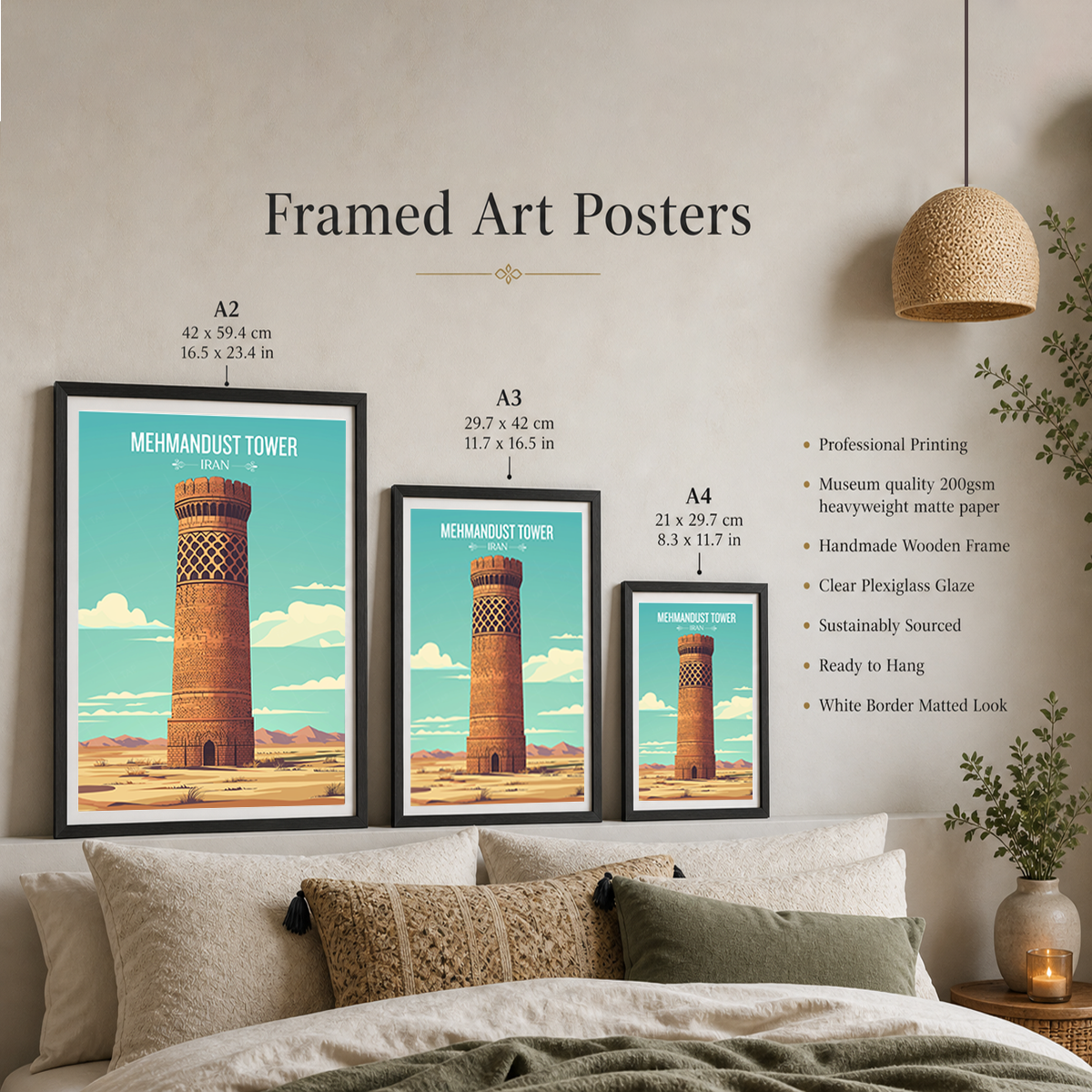Mehmandust Tower - Iran - Travel Art Wall Deco Poster - Art Print - Travel Art Poster