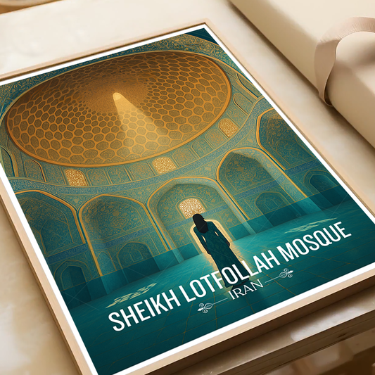 Sheikh Lotfollah Mosque - Iran - Travel Art Wall Deco Poster - Art Print - Travel Art Poster