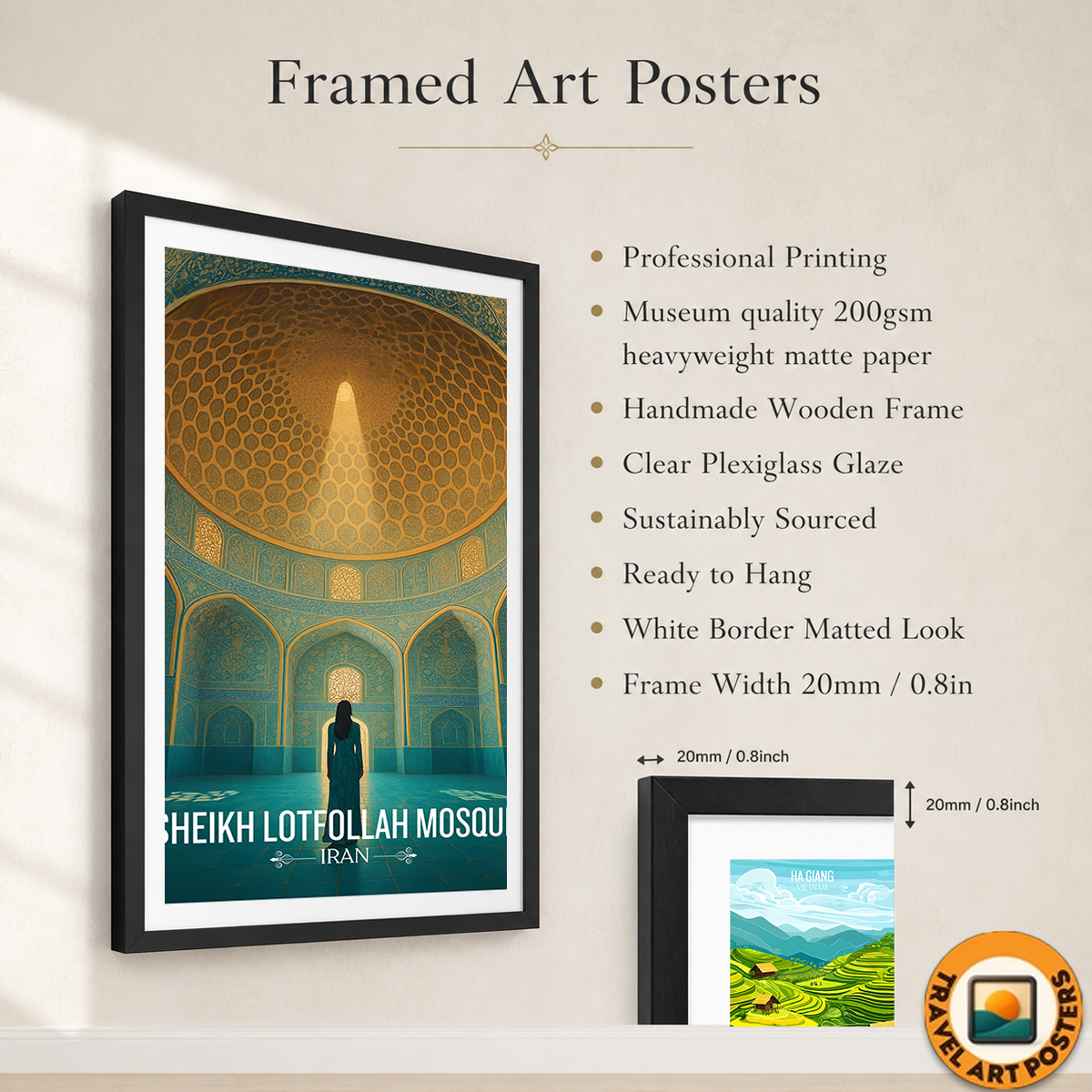Sheikh Lotfollah Mosque - Iran - Travel Art Wall Deco Poster - Art Print - Travel Art Poster