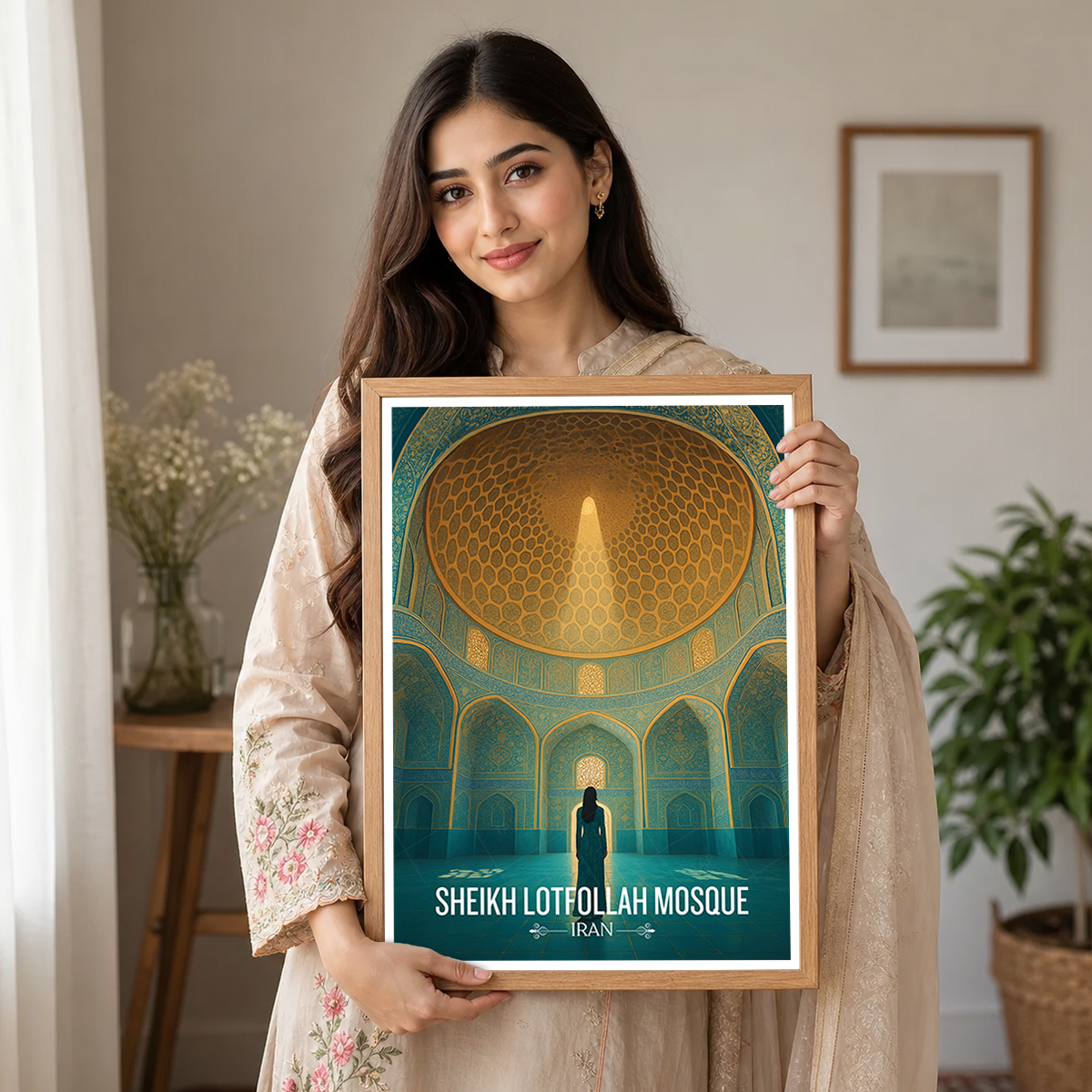 Sheikh Lotfollah Mosque - Iran - Travel Art Wall Deco Poster - Art Print - Travel Art Poster