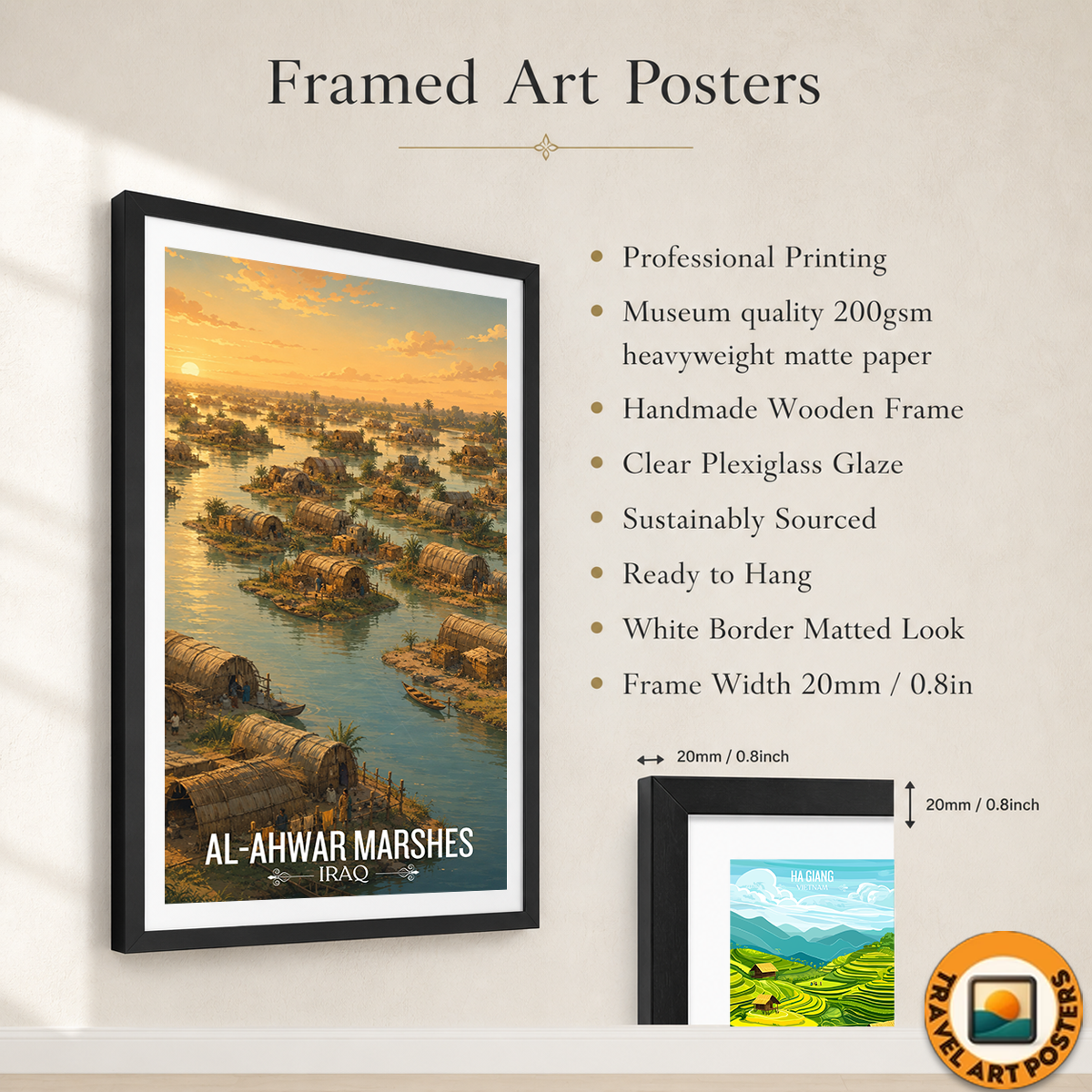 Al-Ahwar Marshes - Iraq - Travel Art Wall Deco Poster - Art Print - Travel Art Poster