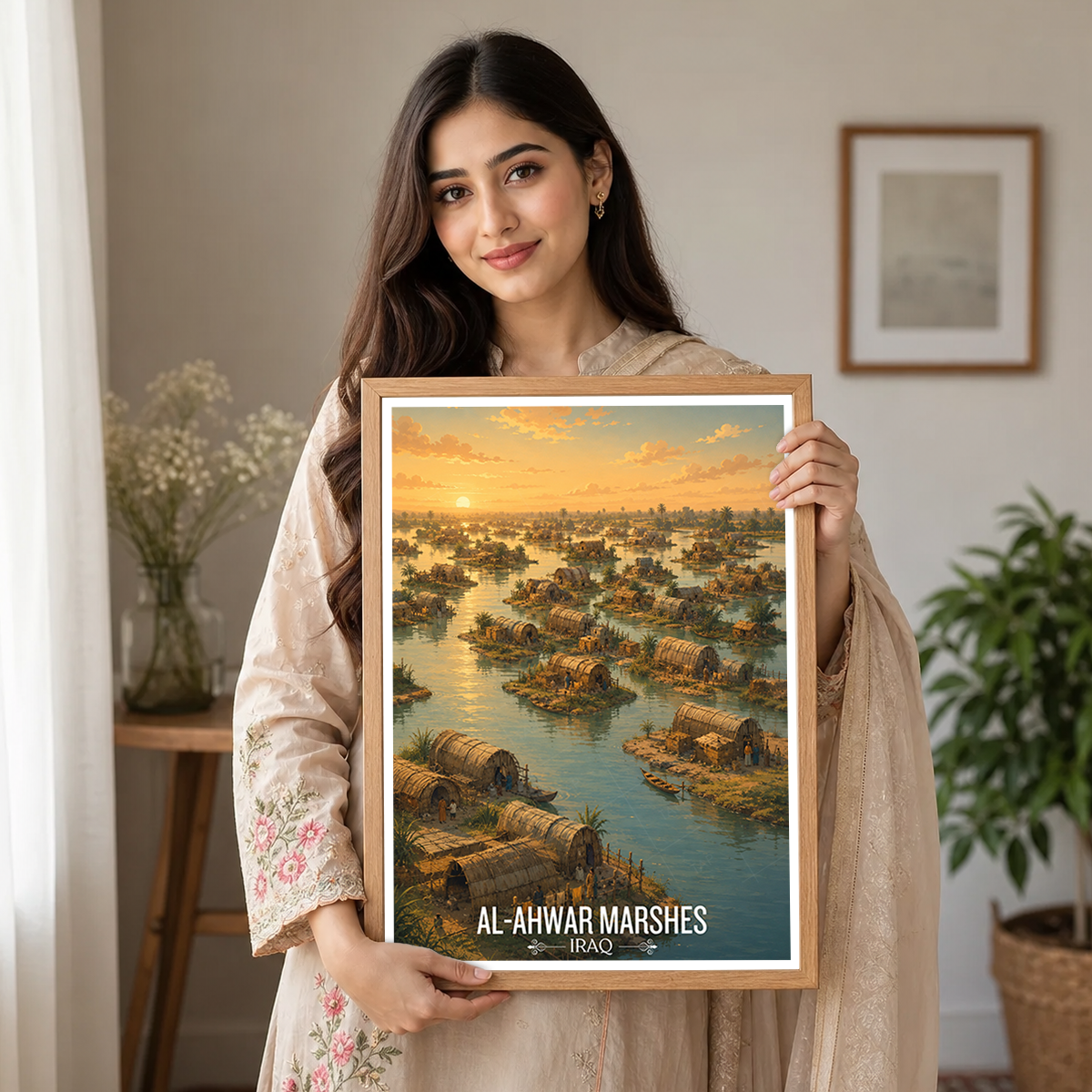 Al-Ahwar Marshes - Iraq - Travel Art Wall Deco Poster - Art Print - Travel Art Poster