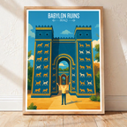 Babylon Ruins - Iraq - Travel Art Wall Deco Poster - Art Print - Travel Art Poster
