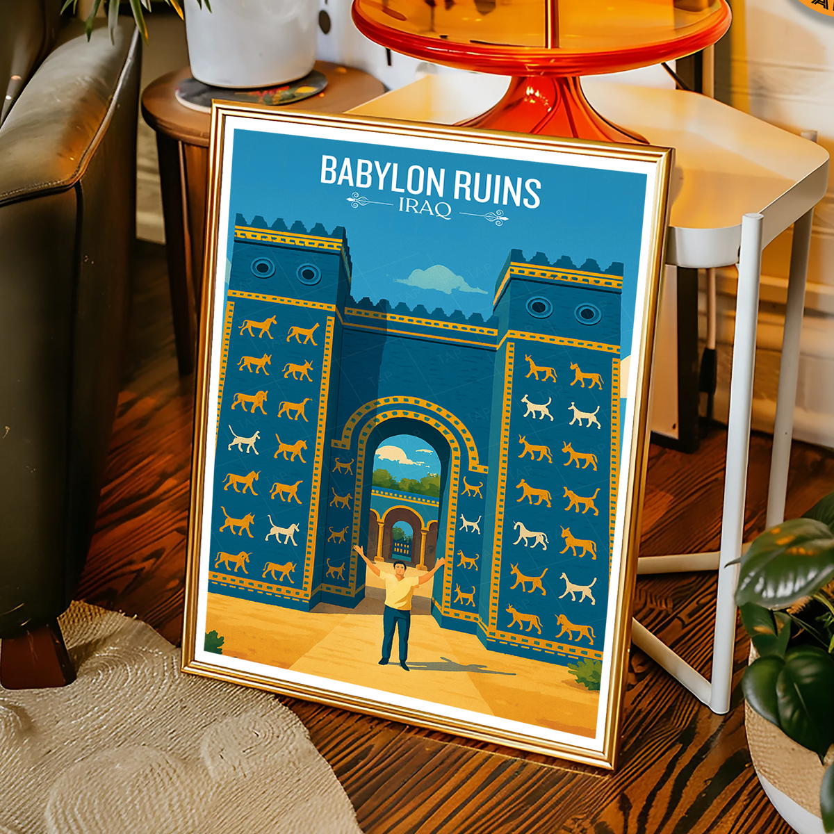 Babylon Ruins - Iraq - Travel Art Wall Deco Poster - Art Print - Travel Art Poster