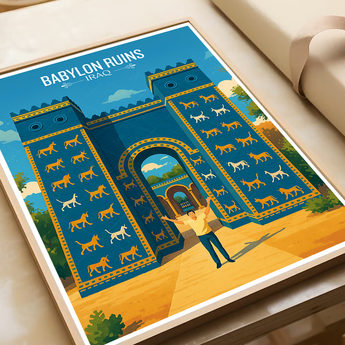 Babylon Ruins - Iraq - Travel Art Wall Deco Poster - Art Print - Travel Art Poster