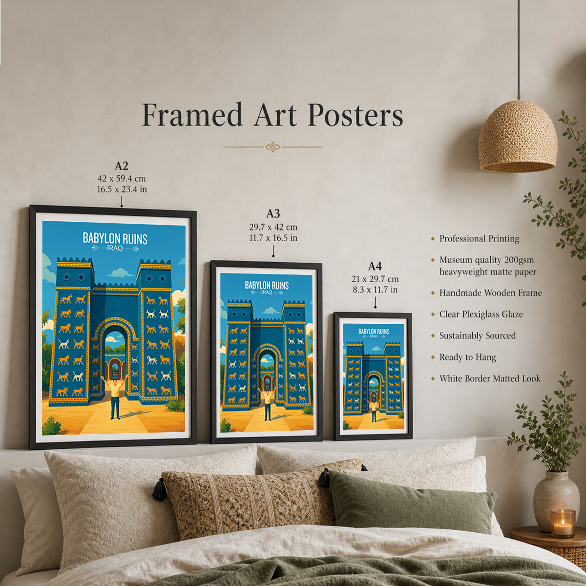 Babylon Ruins - Iraq - Travel Art Wall Deco Poster - Art Print - Travel Art Poster