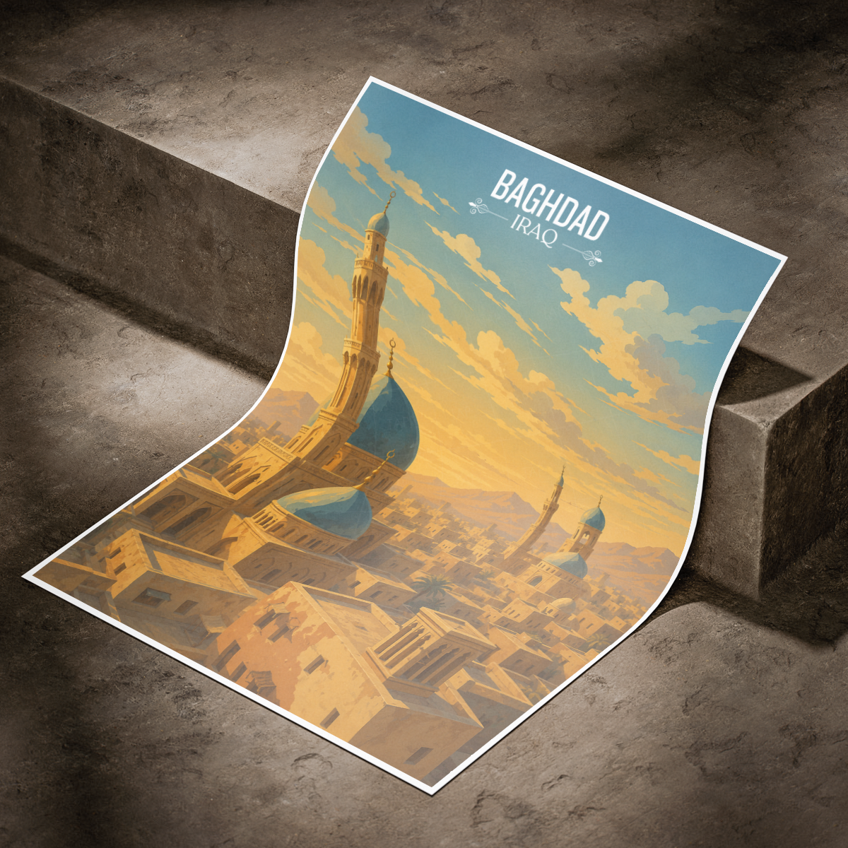 Baghdad - Iraq - Travel Art Wall Deco Poster - Art Print - Travel Art Poster