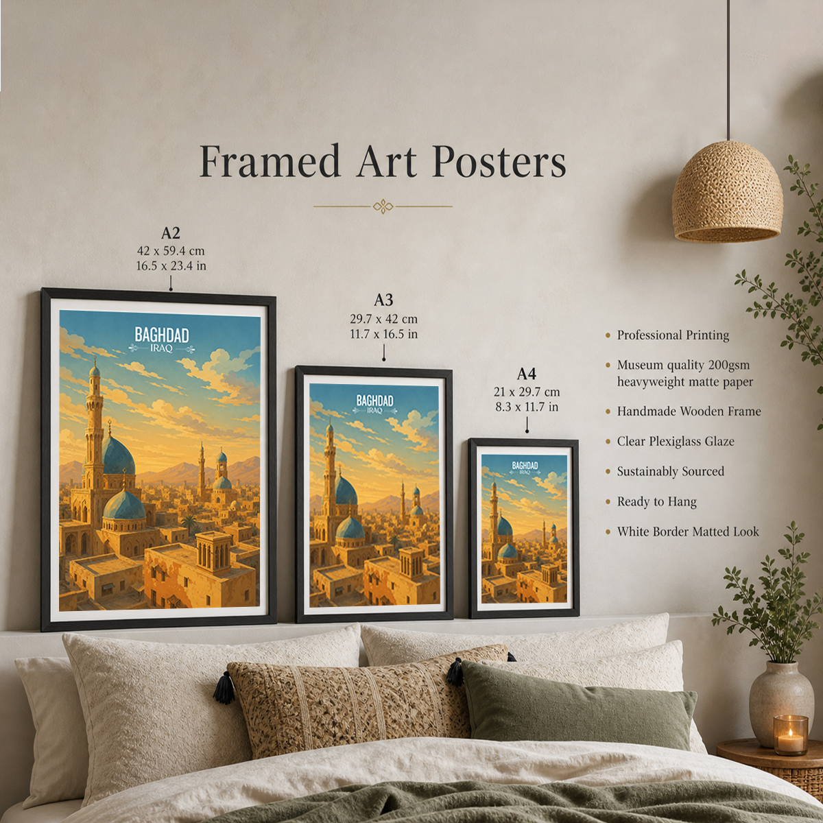 Baghdad - Iraq - Travel Art Wall Deco Poster - Art Print - Travel Art Poster