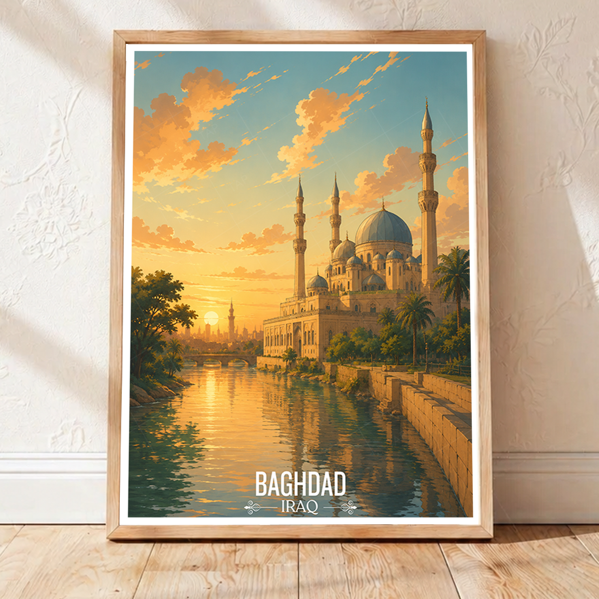 Baghdad Sunet - Iraq - Travel Art Wall Deco Poster - Art Print - Travel Art Poster