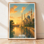 Baghdad Sunet - Iraq - Travel Art Wall Deco Poster - Art Print - Travel Art Poster