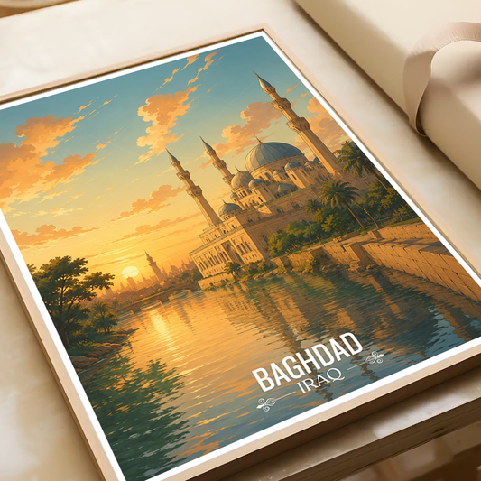 Baghdad Sunet - Iraq - Travel Art Wall Deco Poster - Art Print - Travel Art Poster