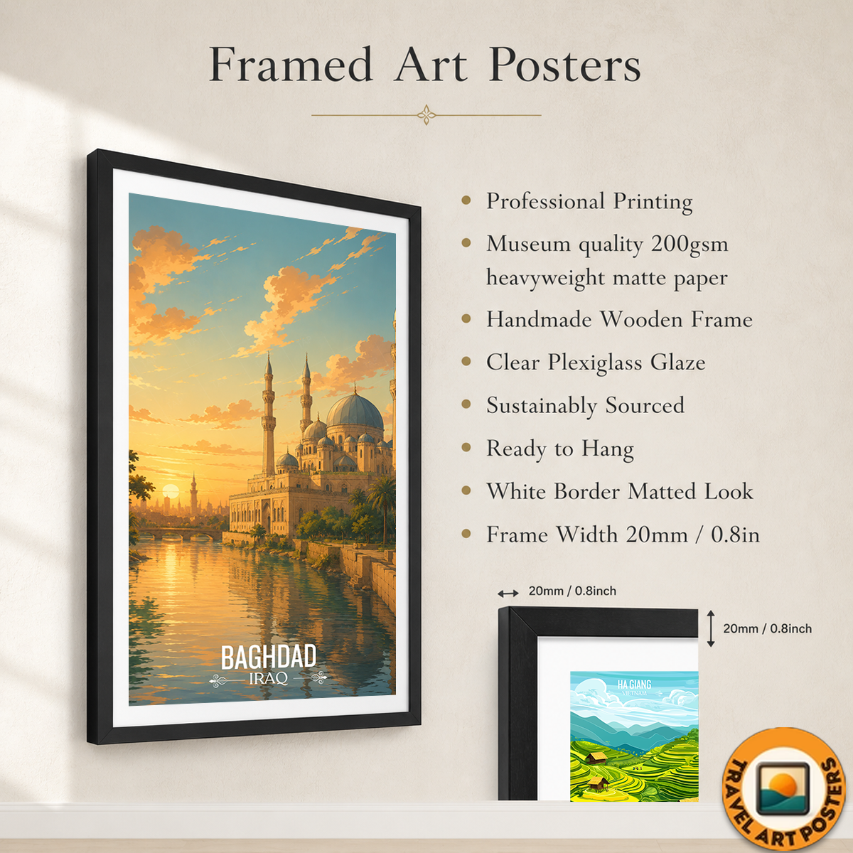 Baghdad Sunet - Iraq - Travel Art Wall Deco Poster - Art Print - Travel Art Poster