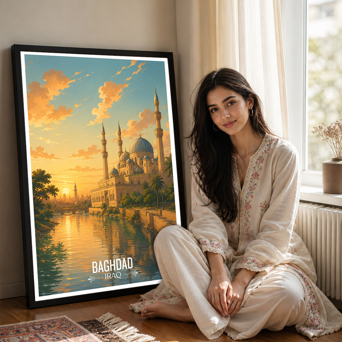 Baghdad Sunet - Iraq - Travel Art Wall Deco Poster - Art Print - Travel Art Poster