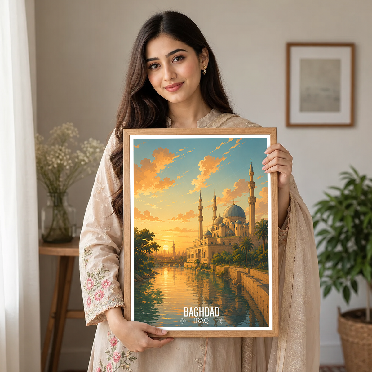 Baghdad Sunet - Iraq - Travel Art Wall Deco Poster - Art Print - Travel Art Poster