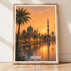 Baghdad Mosque - Iraq - Travel Art Wall Deco Poster - Art Print - Travel Art Poster