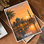 Baghdad Mosque - Iraq - Travel Art Wall Deco Poster - Art Print - Travel Art Poster