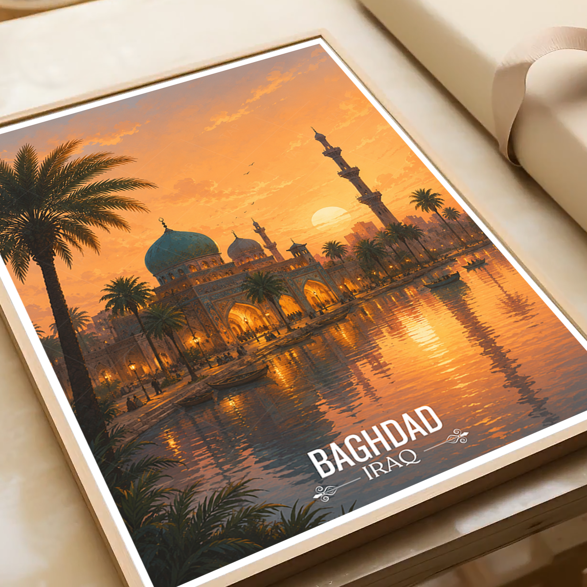Baghdad Mosque - Iraq - Travel Art Wall Deco Poster - Art Print - Travel Art Poster