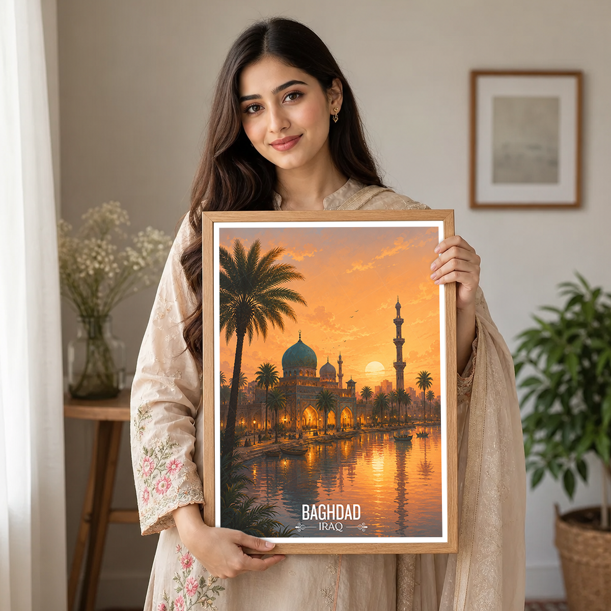 Baghdad Mosque - Iraq - Travel Art Wall Deco Poster - Art Print - Travel Art Poster