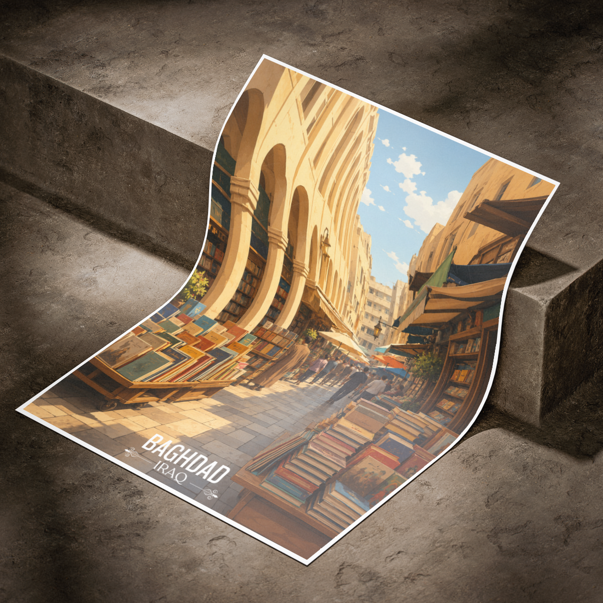 Baghdad Market - Iraq - Travel Art Wall Deco Poster - Art Print - Travel Art Poster