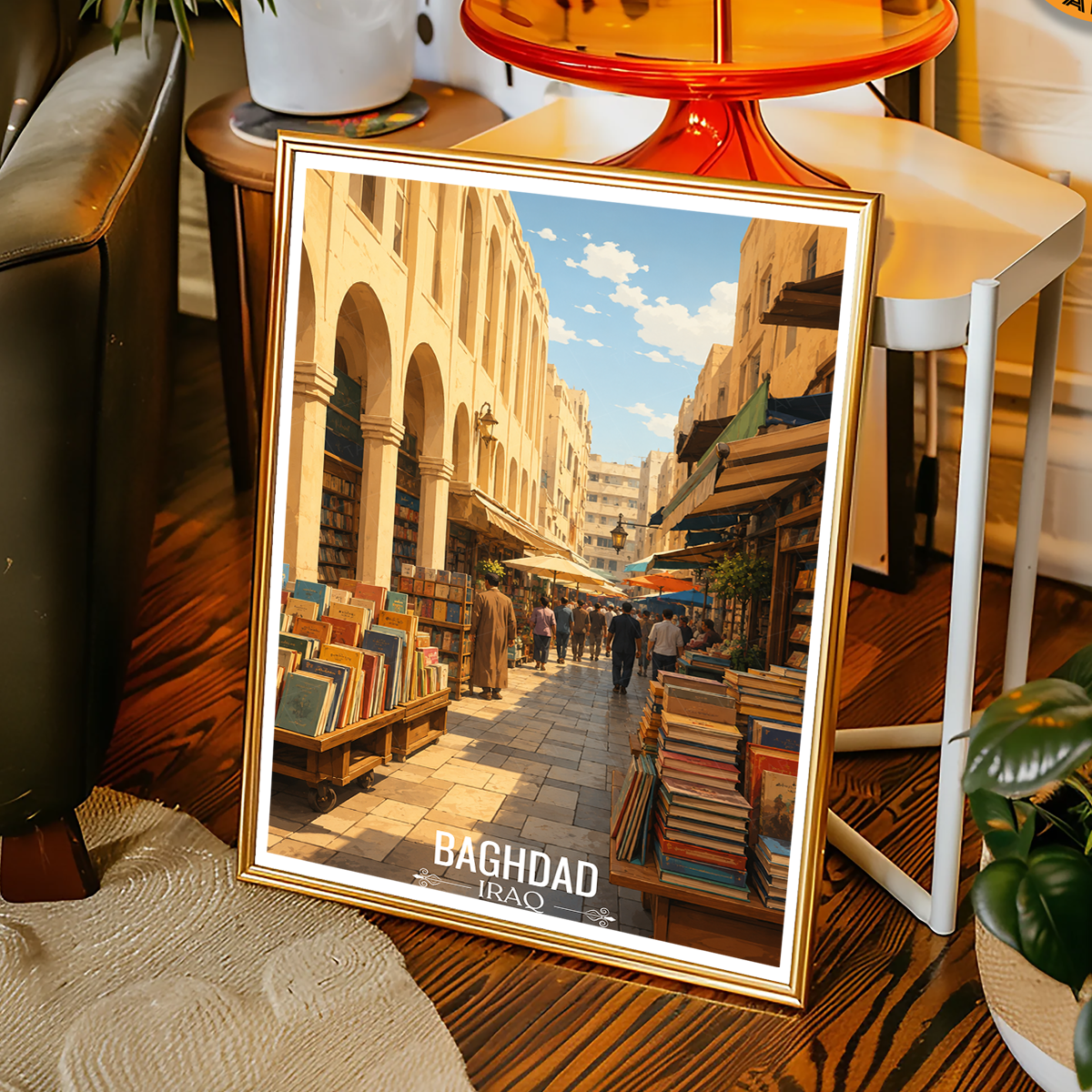 Baghdad Market - Iraq - Travel Art Wall Deco Poster - Art Print - Travel Art Poster