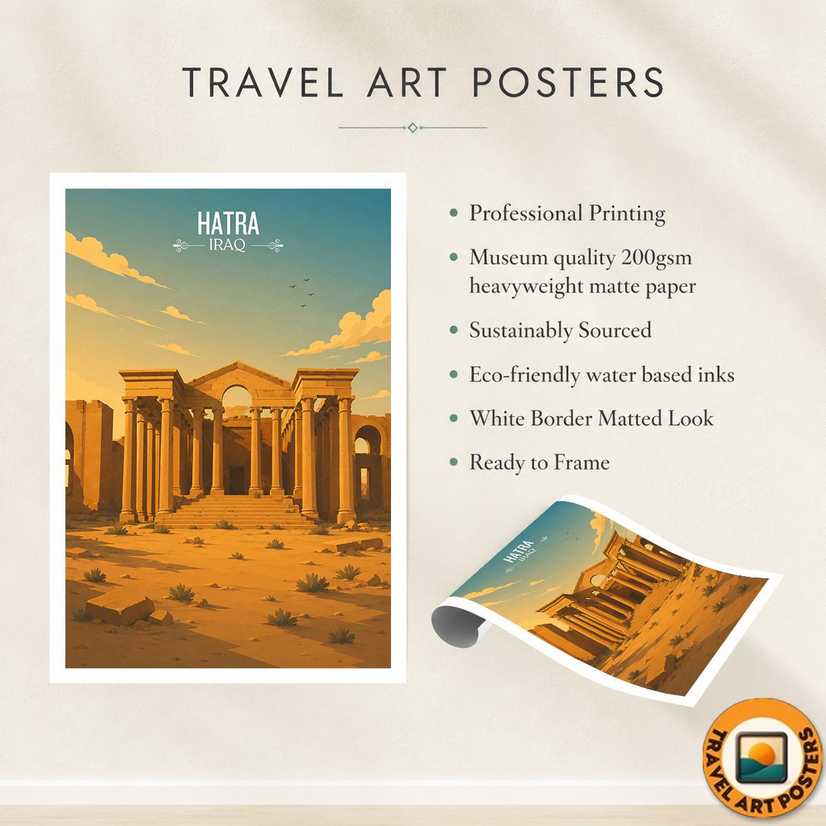 Hatra - Iraq - Travel Art Wall Deco Poster - Art Print - Travel Art Poster