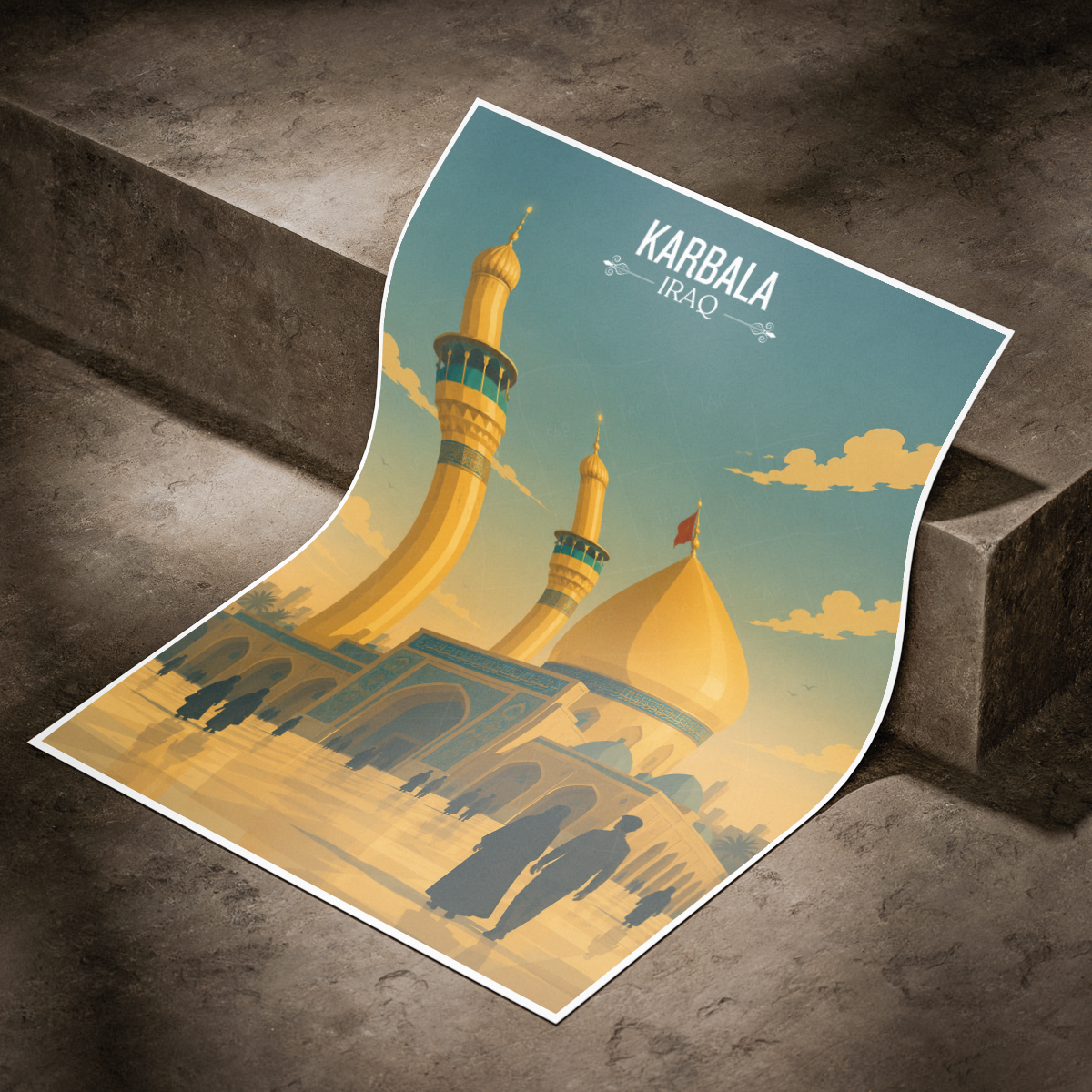 Karbala Place of Martyrdom - Iraq - Travel Art Wall Deco Poster - Art Print - Travel Art Poster