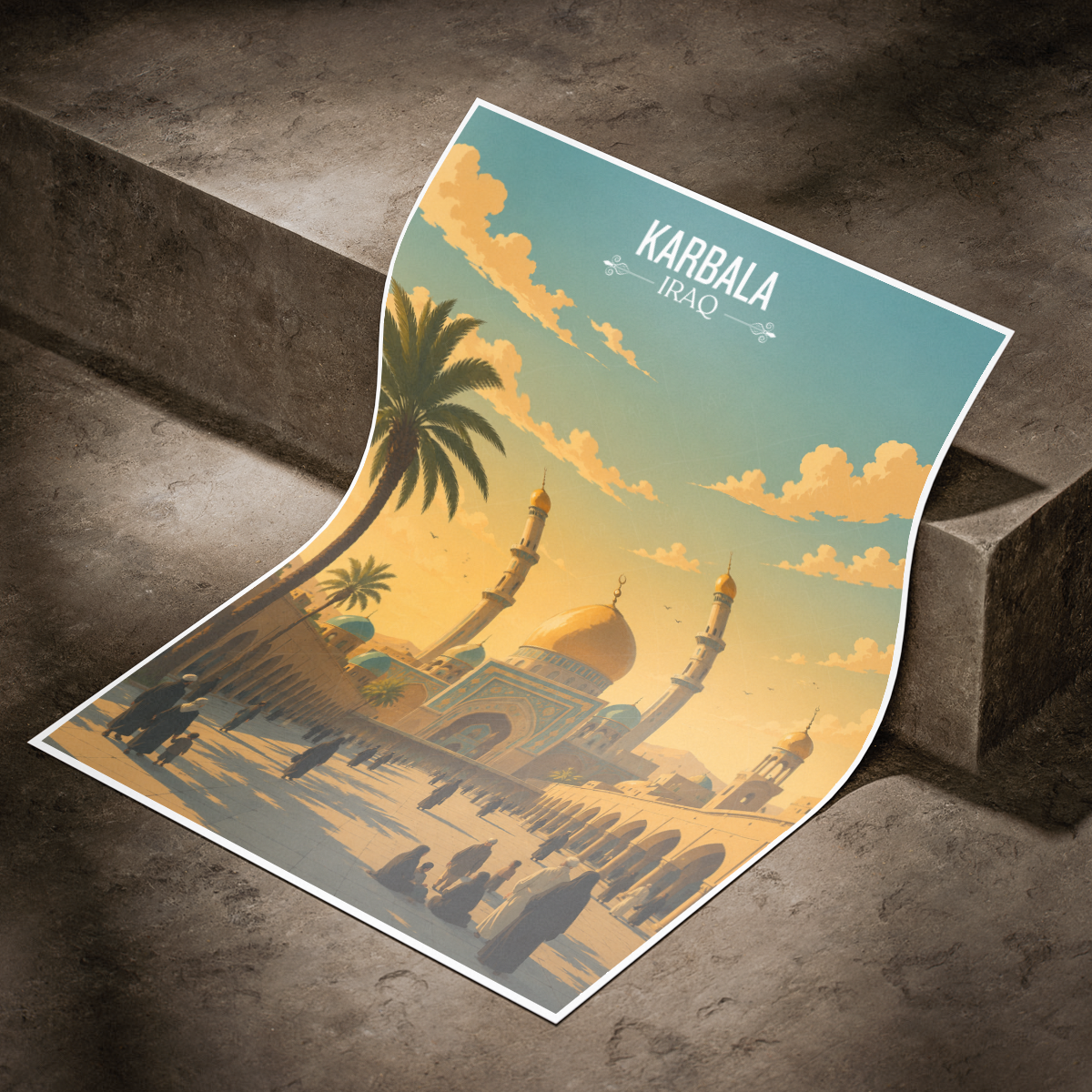 Karbala Place of Sacrifice - Iraq - Travel Art Wall Deco Poster - Art Print - Travel Art Poster