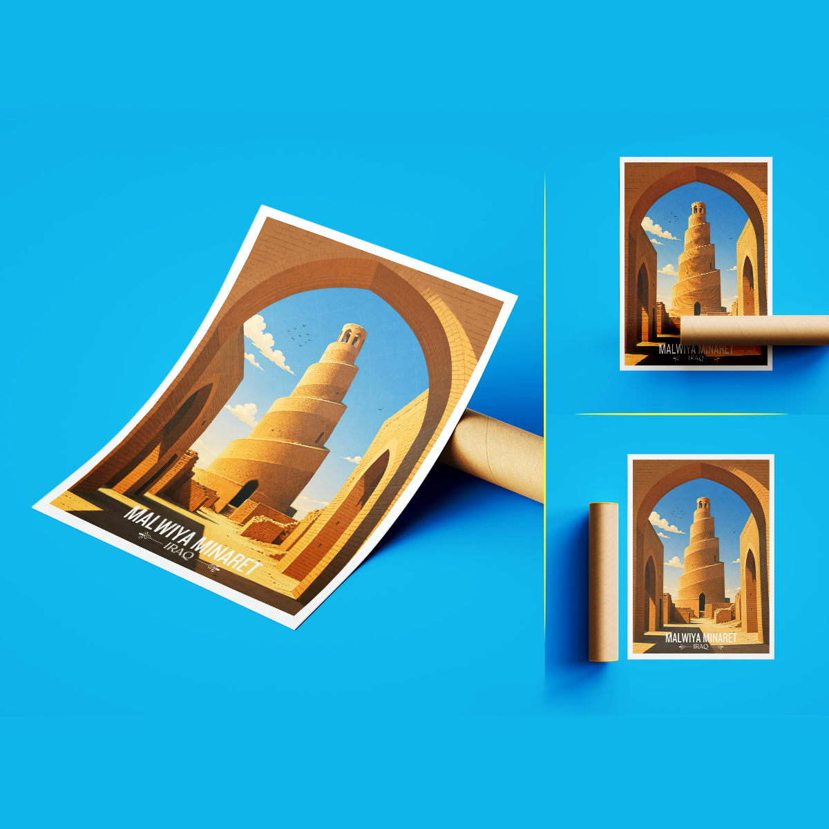 Malwiya Minaret - Iraq - Travel Art Wall Deco Poster - Art Print - Travel Art Poster