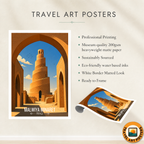 Malwiya Minaret - Iraq - Travel Art Wall Deco Poster - Art Print - Travel Art Poster
