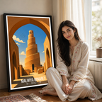 Malwiya Minaret - Iraq - Travel Art Wall Deco Poster - Art Print - Travel Art Poster