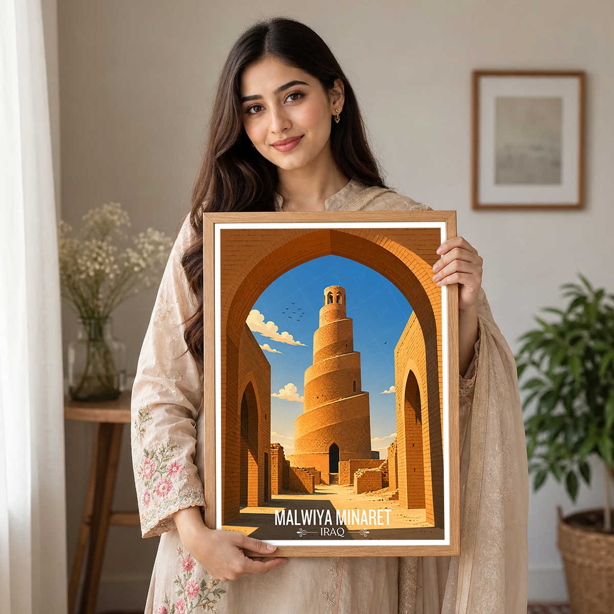 Malwiya Minaret - Iraq - Travel Art Wall Deco Poster - Art Print - Travel Art Poster