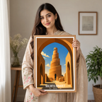 Malwiya Minaret - Iraq - Travel Art Wall Deco Poster - Art Print - Travel Art Poster