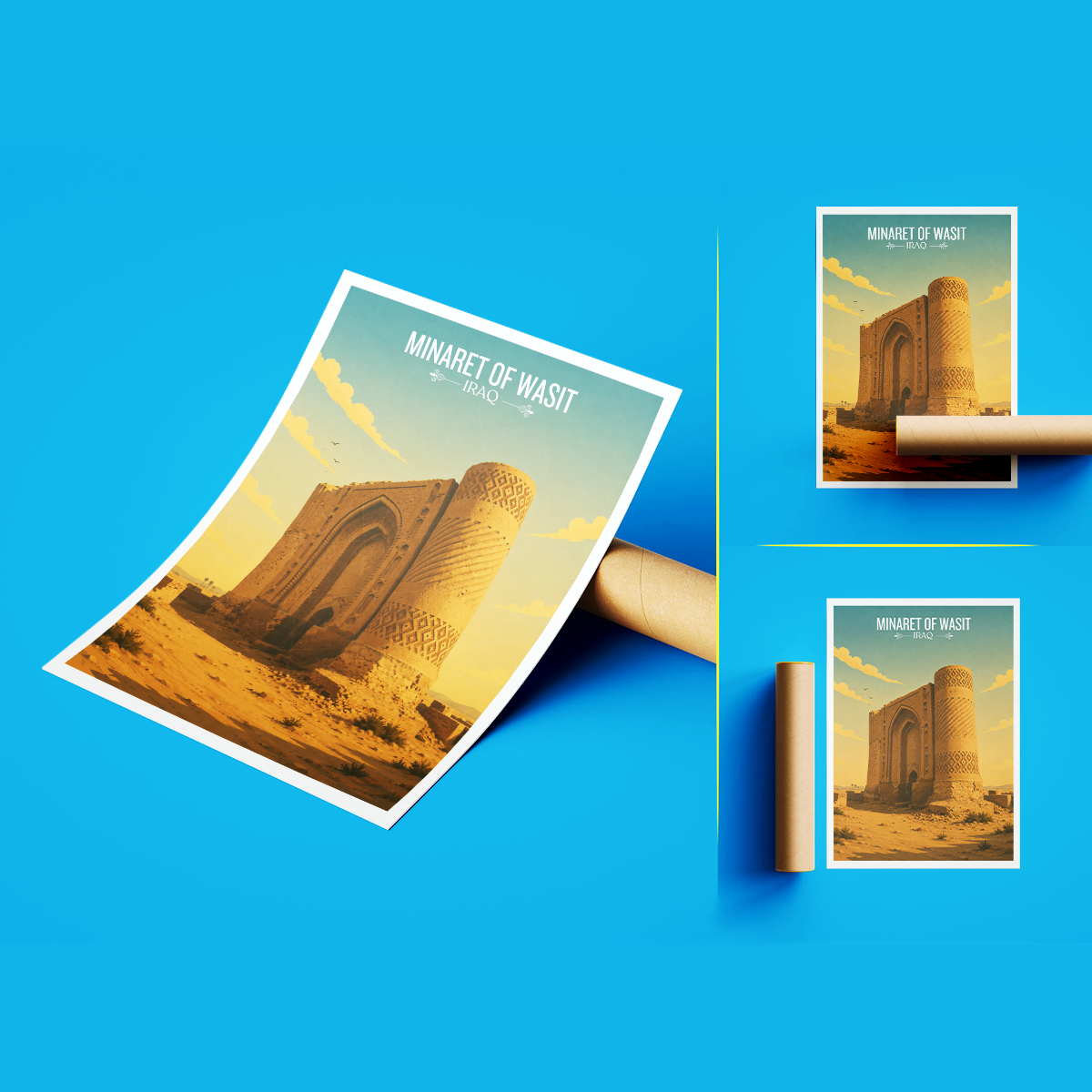 Minaret of Wasit - Iraq - Travel Art Wall Deco Poster - Art Print - Travel Art Poster